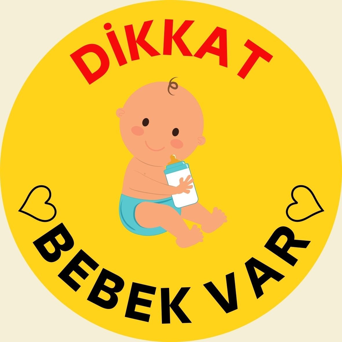 Sari Dikkat Arabada Bebek Var Illustrasyon Araba Cikartmasi | Bebekler için 2 Madde